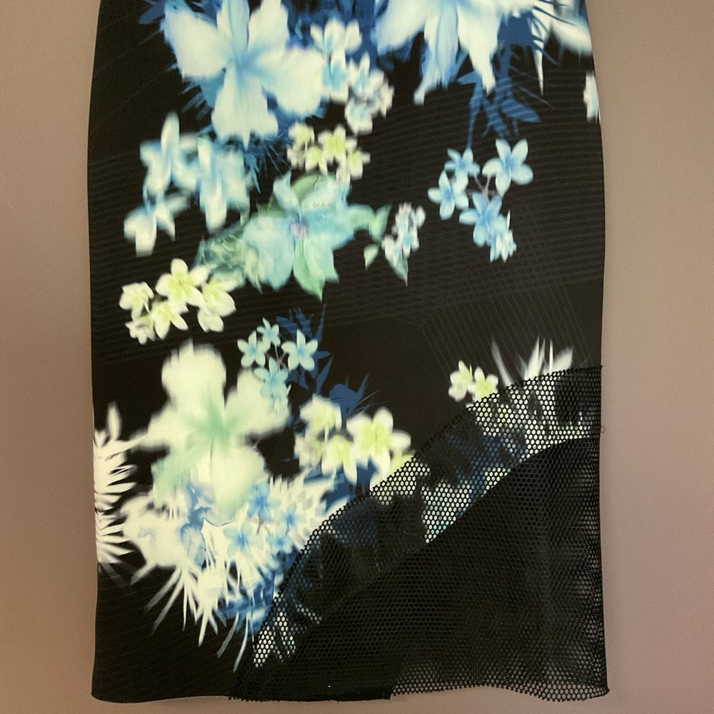 Ellie Tahari Black Mesh Panel Skirt